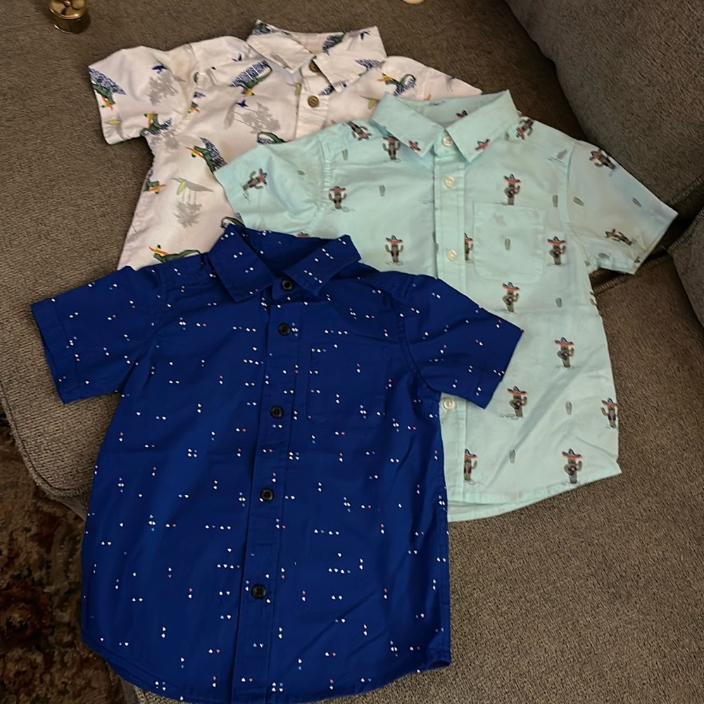 3 The Children’s Place Button Down Toddler Boys Shirts Size 3T